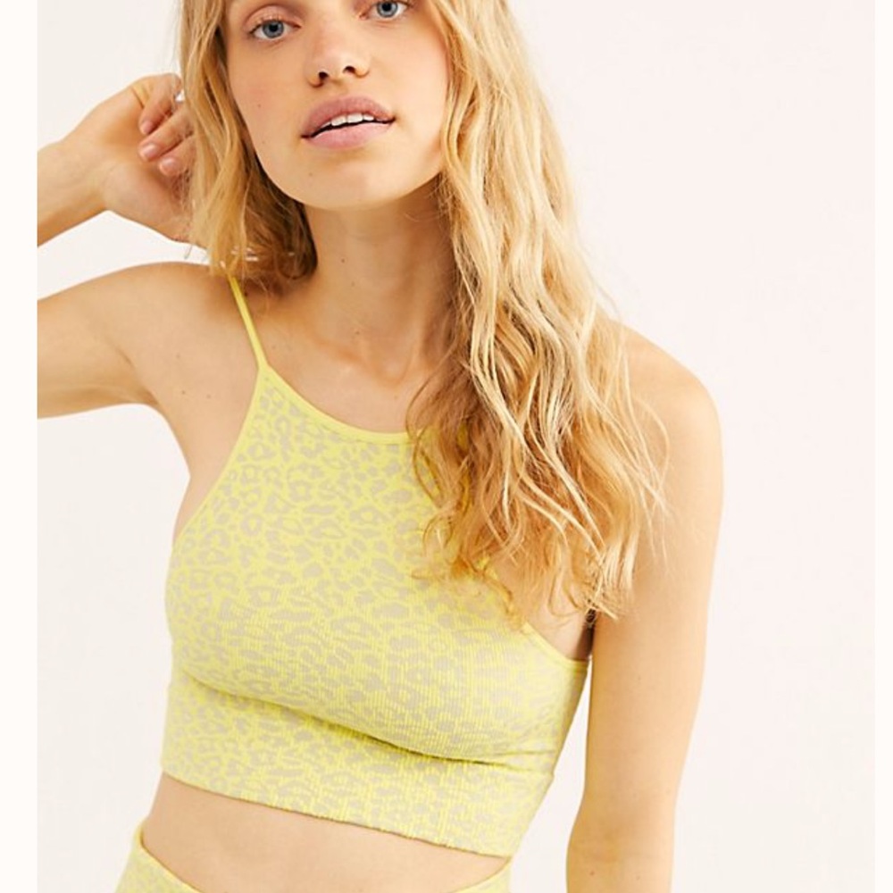 free people high neck leopard bra